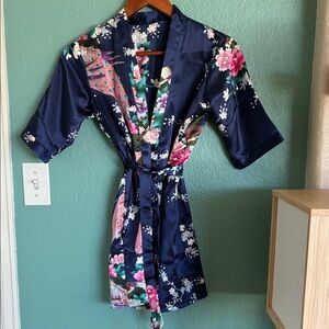 Floral Navy Kimono Robe